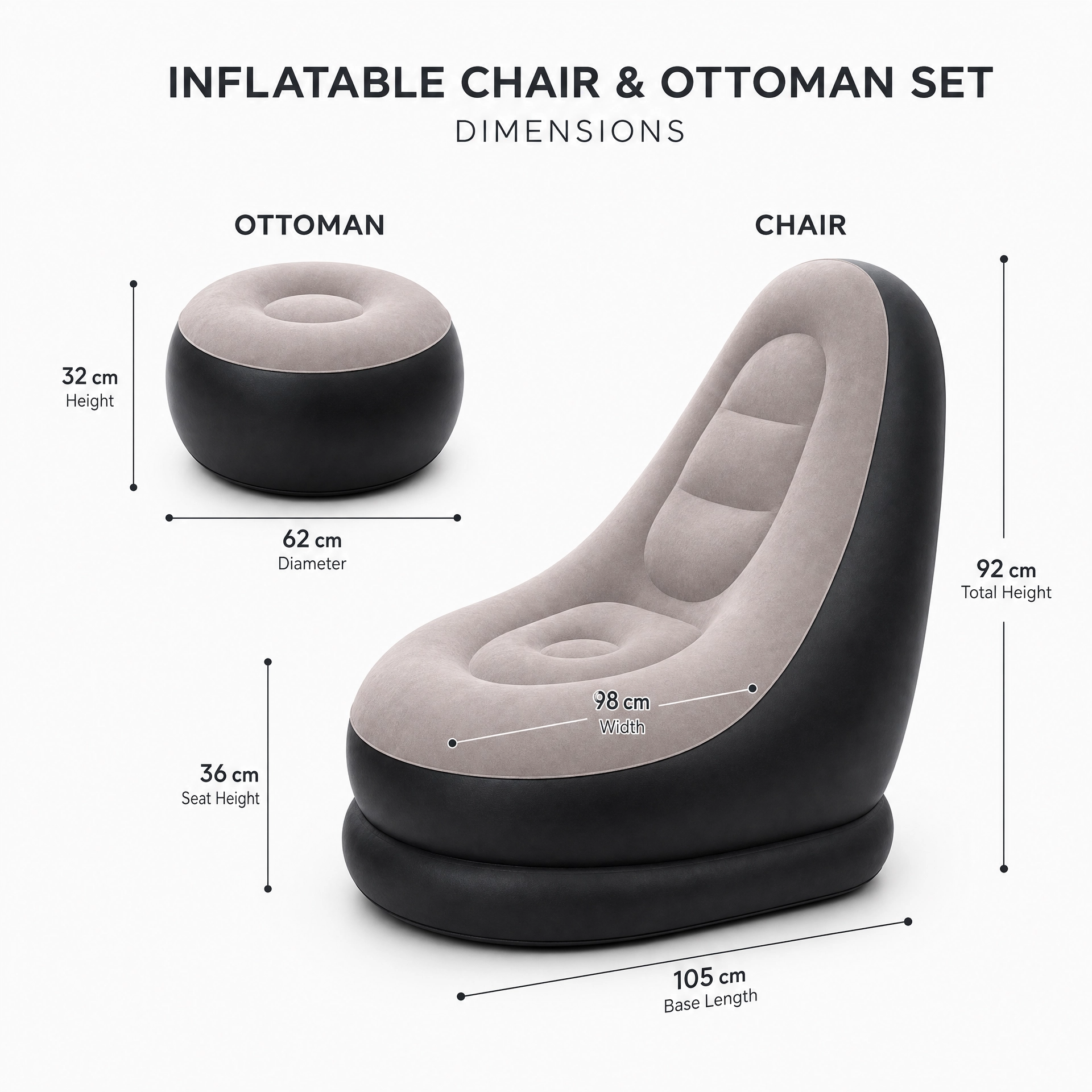Silla Inflable Plegable Dos Piezas